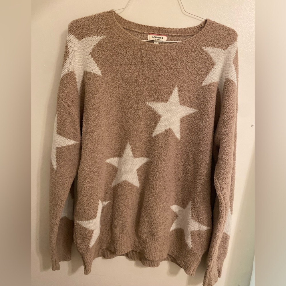 Star Print Beige Sweater